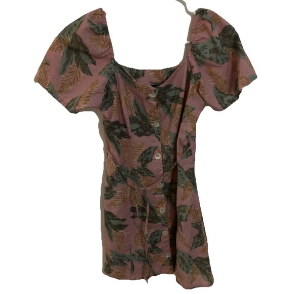 Derek Heart L Pink Flowered Dress Knee Length Midi Drawstring - Picture 1 of 4